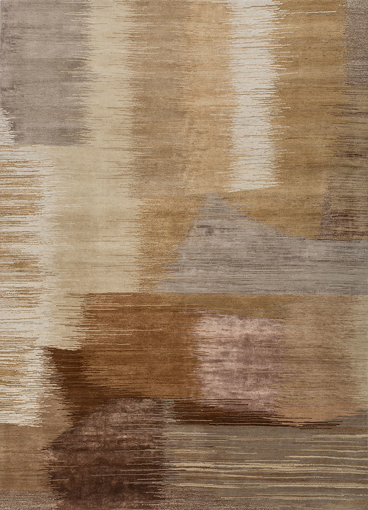  ivory wool and bamboo silk Hand Knotted Rug