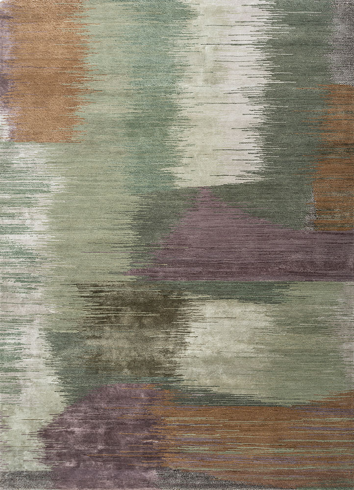 afterglow by kavi green wool and bamboo silk Hand Knotted Rug - HeadShot afterglow by kavi green wool and bamboo silk Hand Knotted Rug - HeadShot