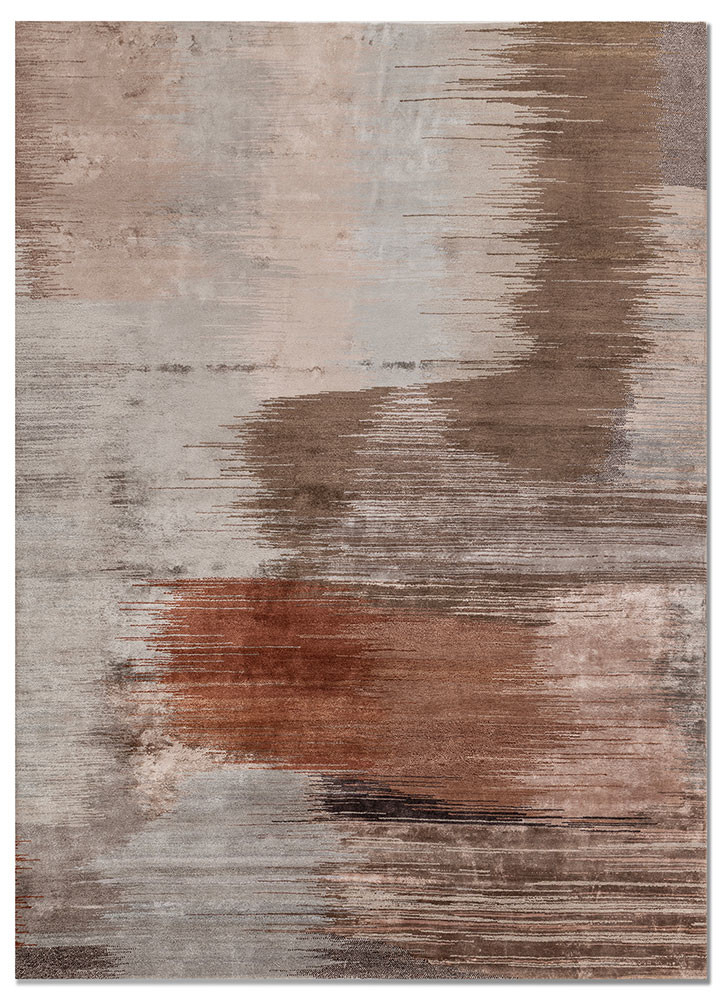  beige and brown wool and bamboo silk Hand Knotted Rug