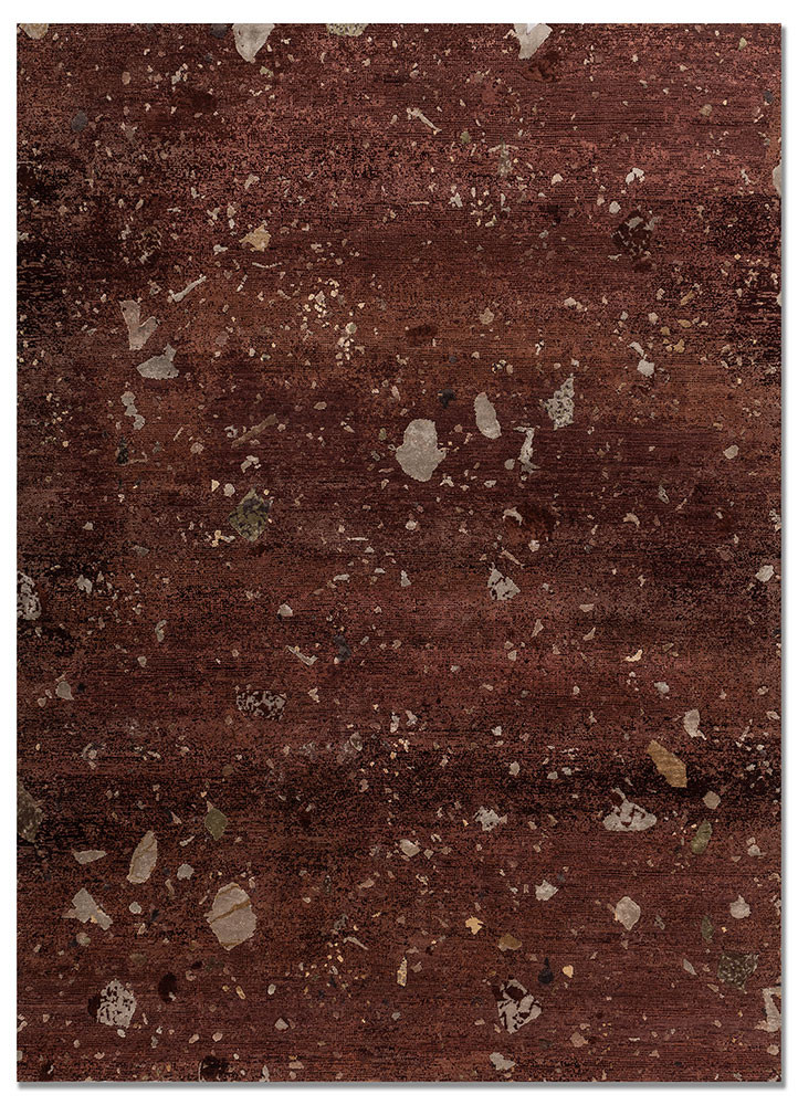 red and orange wool and bamboo silk Hand Knotted Rug