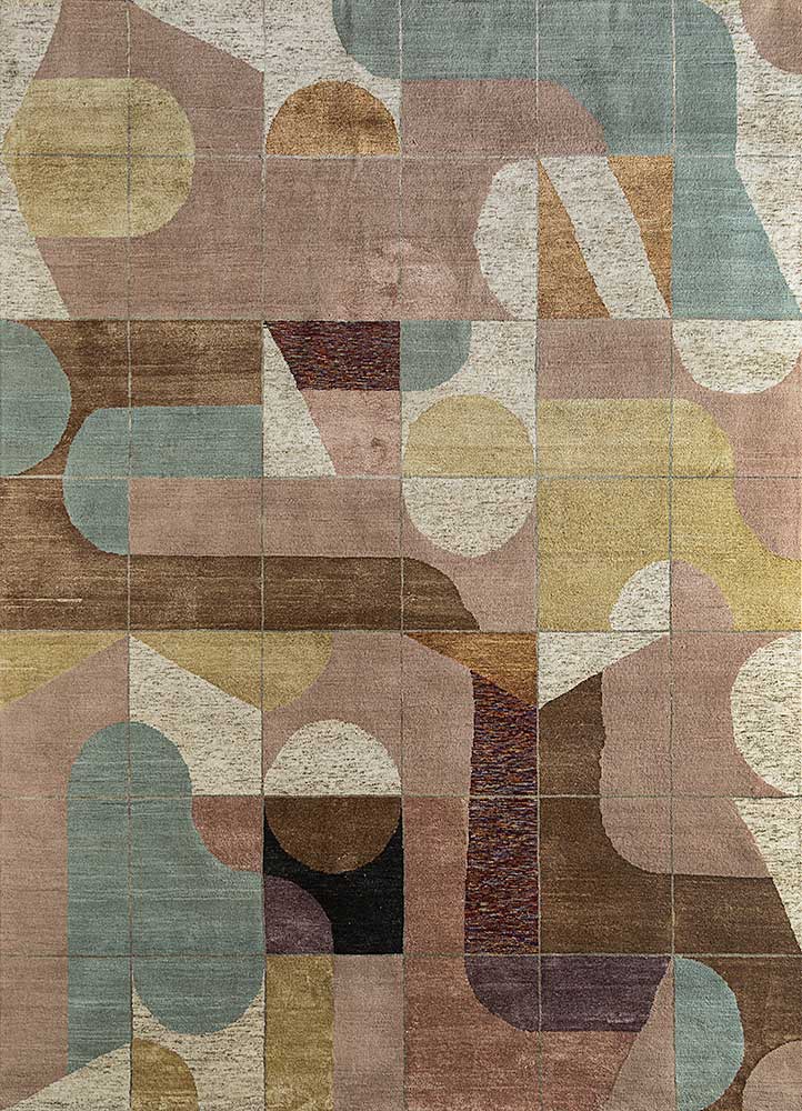 chaos theory by kavi red and orange wool and bamboo silk Hand Knotted Rug - HeadShot