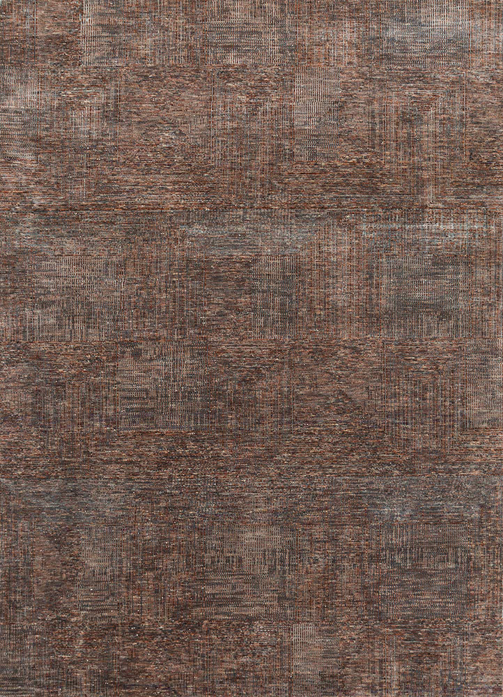 chaos theory by kavi beige and brown wool and bamboo silk Hand Knotted Rug - HeadShot