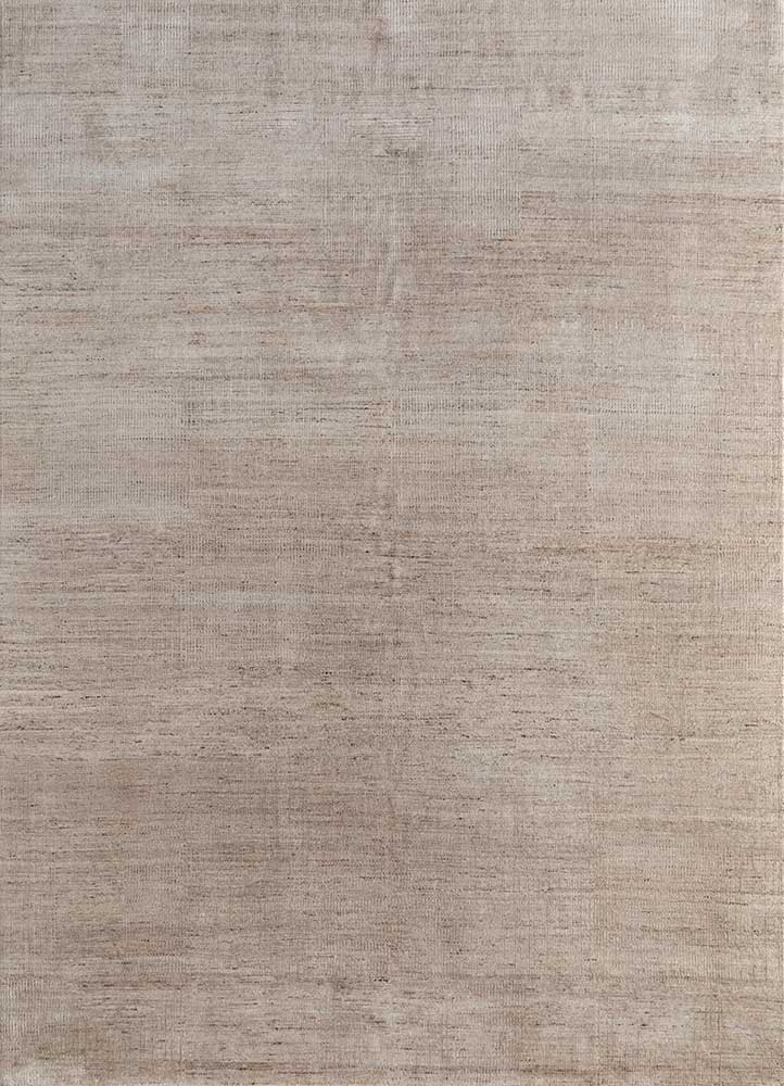 chaos theory by kavi beige and brown wool and bamboo silk Hand Knotted Rug - HeadShot