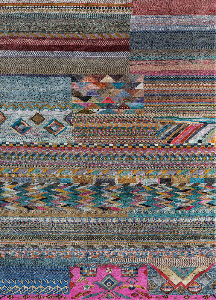  blue wool and bamboo silk Hand Knotted Rug
