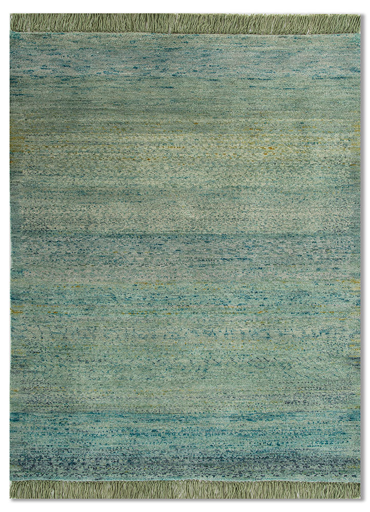 aprezo blue wool Hand Knotted Rug - HeadShot