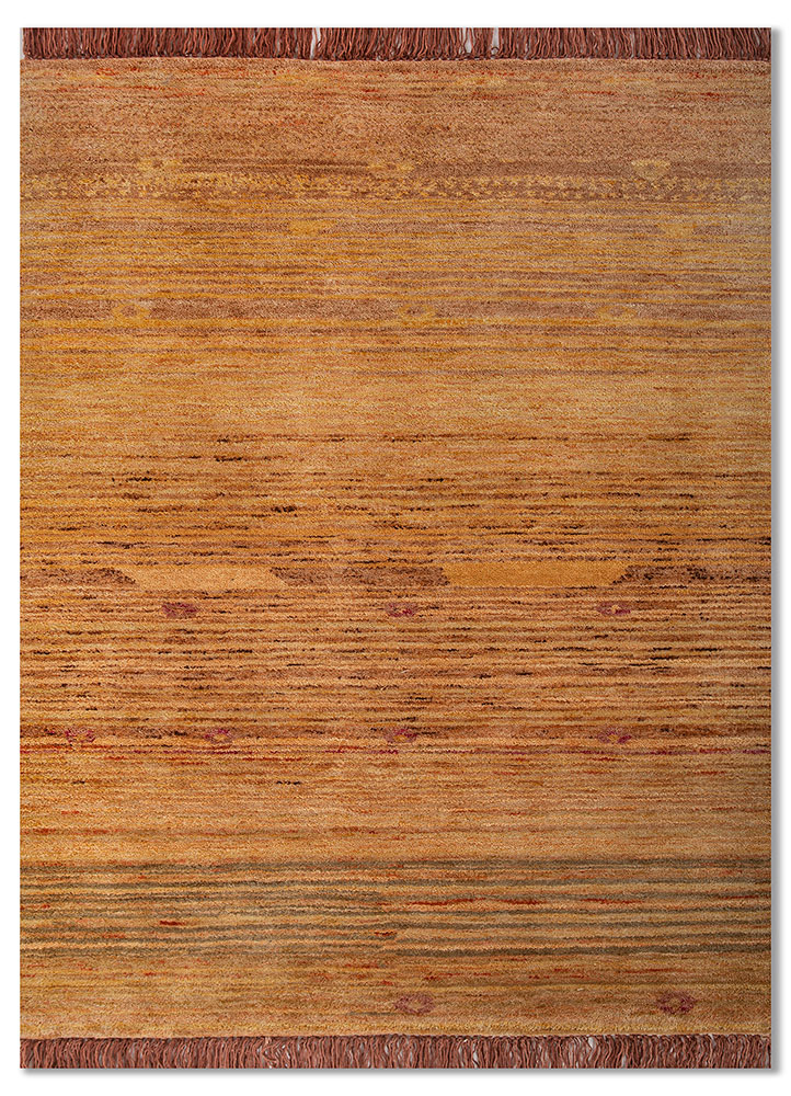aprezo red and orange wool Hand Knotted Rug - HeadShot