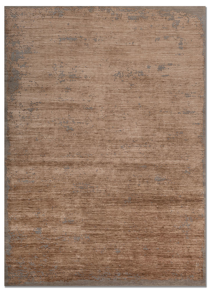  beige and brown tencil Hand Knotted Rug