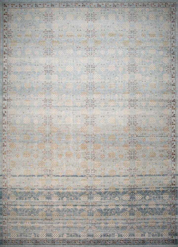  blue wool Hand Knotted Rug