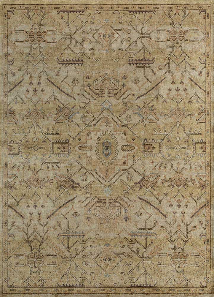 erbe beige and brown wool Hand Knotted Rug - HeadShot