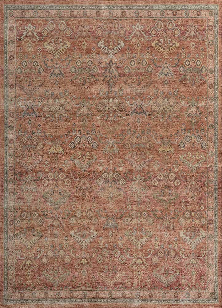  red and orange wool Hand Knotted Rug