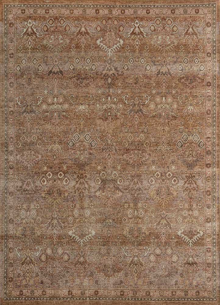  beige and brown wool Hand Knotted Rug