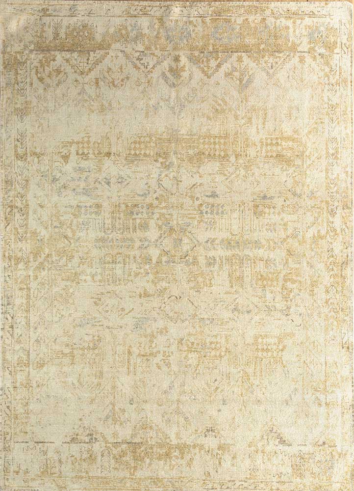 erbe beige and brown wool Hand Knotted Rug - HeadShot