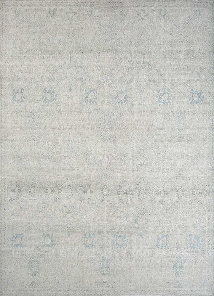 erbe blue wool Hand Knotted Rug - HeadShot