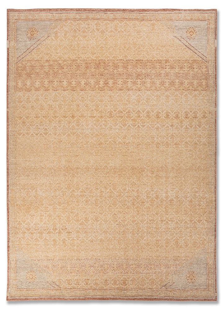  red and orange wool Hand Knotted Rug