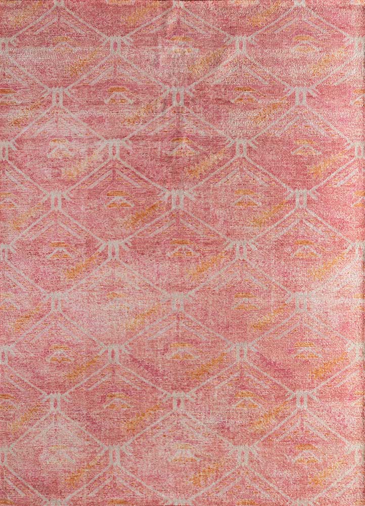 erbe red and orange wool Hand Knotted Rug - HeadShot