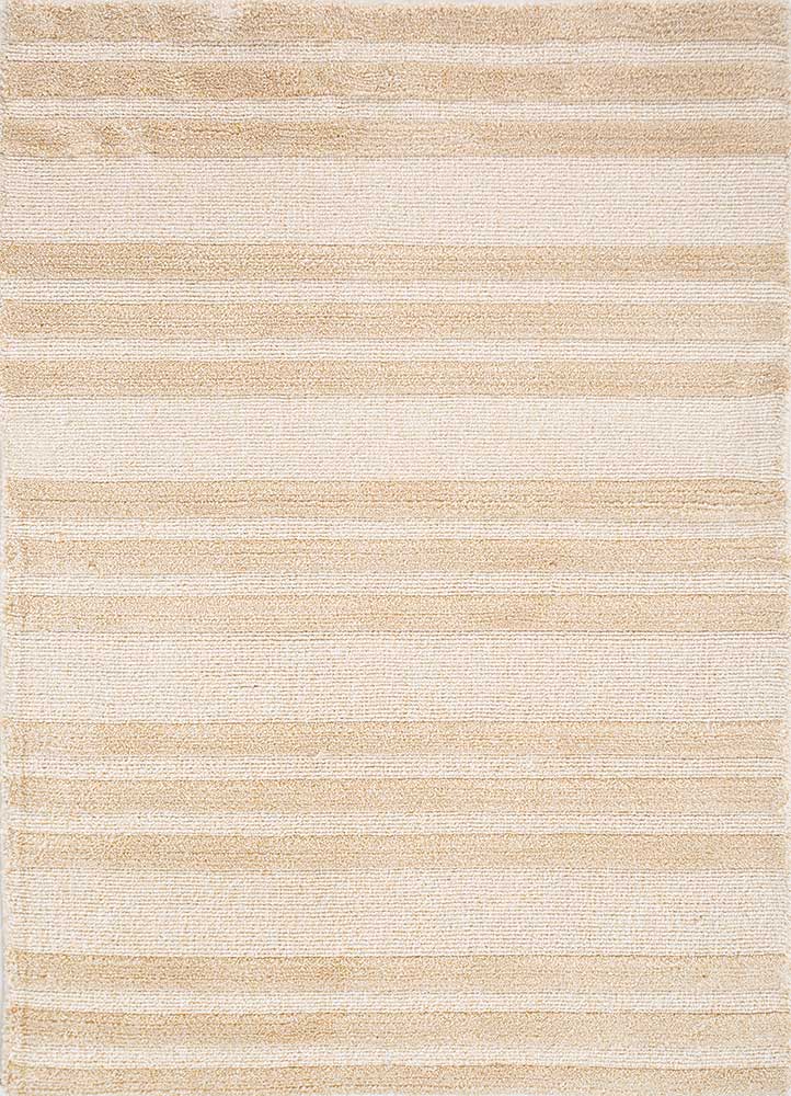 aprezo beige and brown cotton Hand Loom Rug - HeadShot