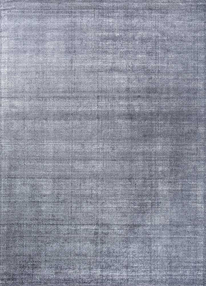  blue wool and viscose Hand Loom Rug