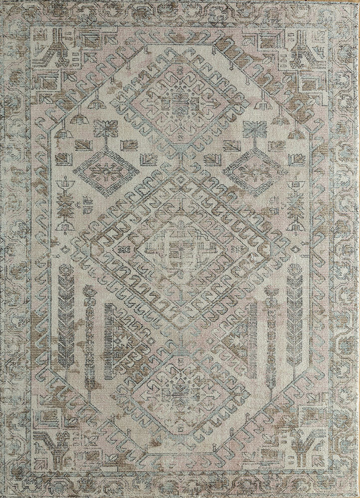 beige and brown wool and bamboo silk Hand Loom Rug