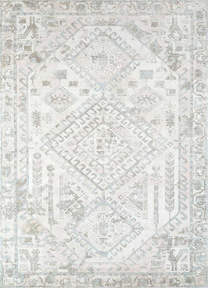 acar ivory wool and bamboo silk Hand Loom Rug - HeadShot