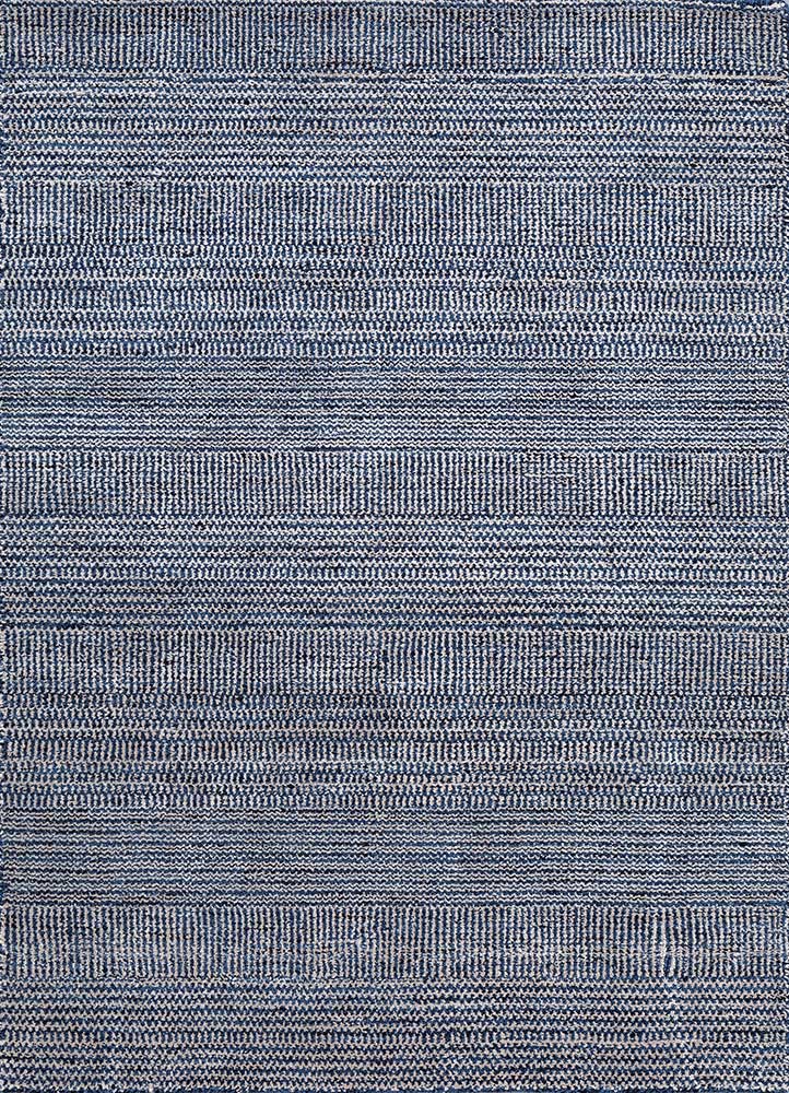 konstrukt blue wool and bamboo silk Hand Loom Rug - HeadShot