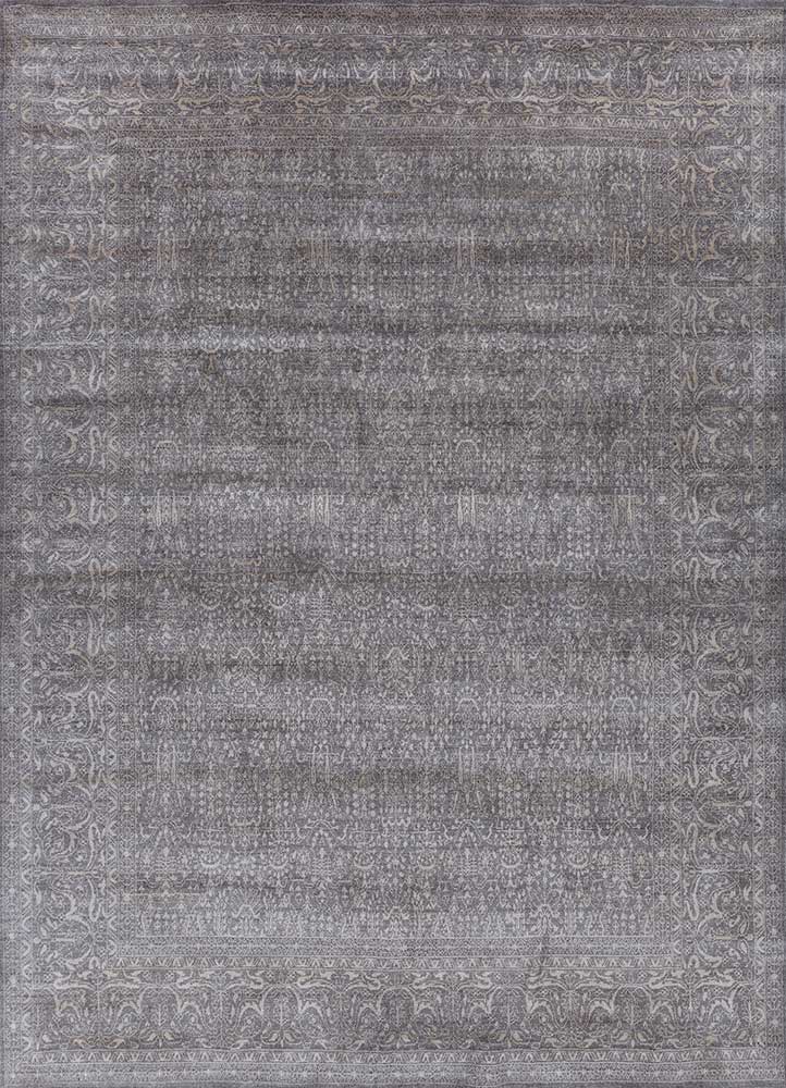 acar beige and brown wool and bamboo silk Hand Loom Rug - HeadShot