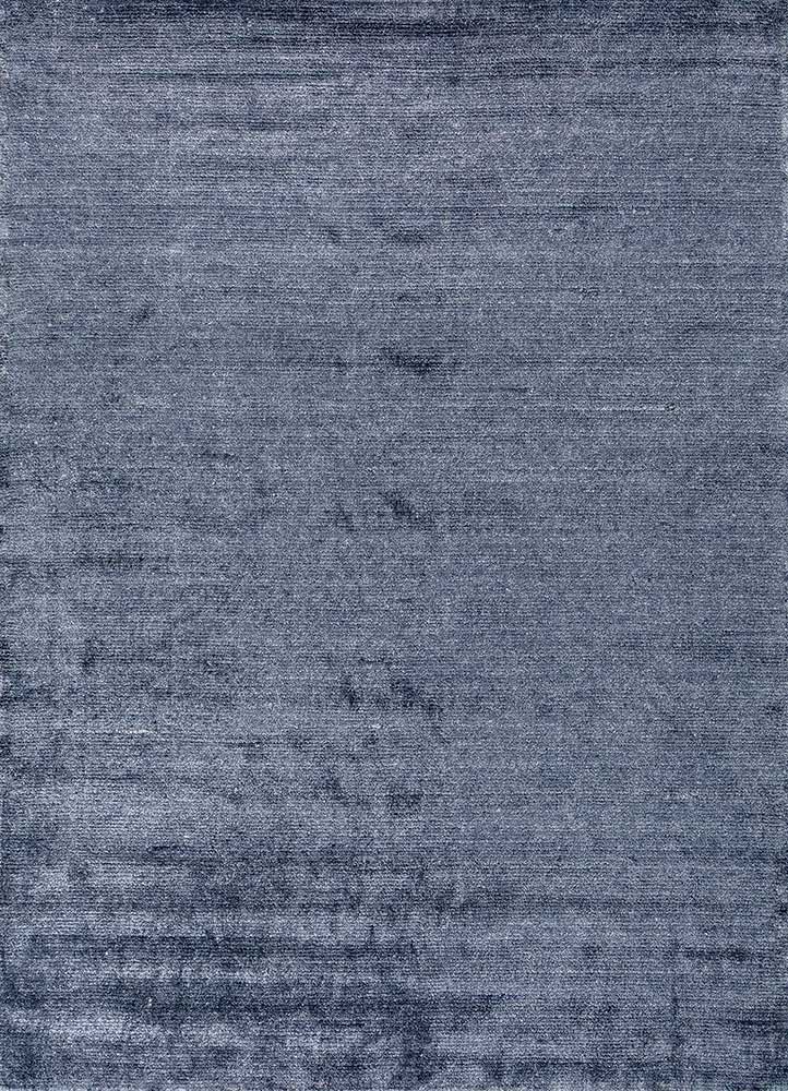  blue wool and bamboo silk Hand Loom Rug