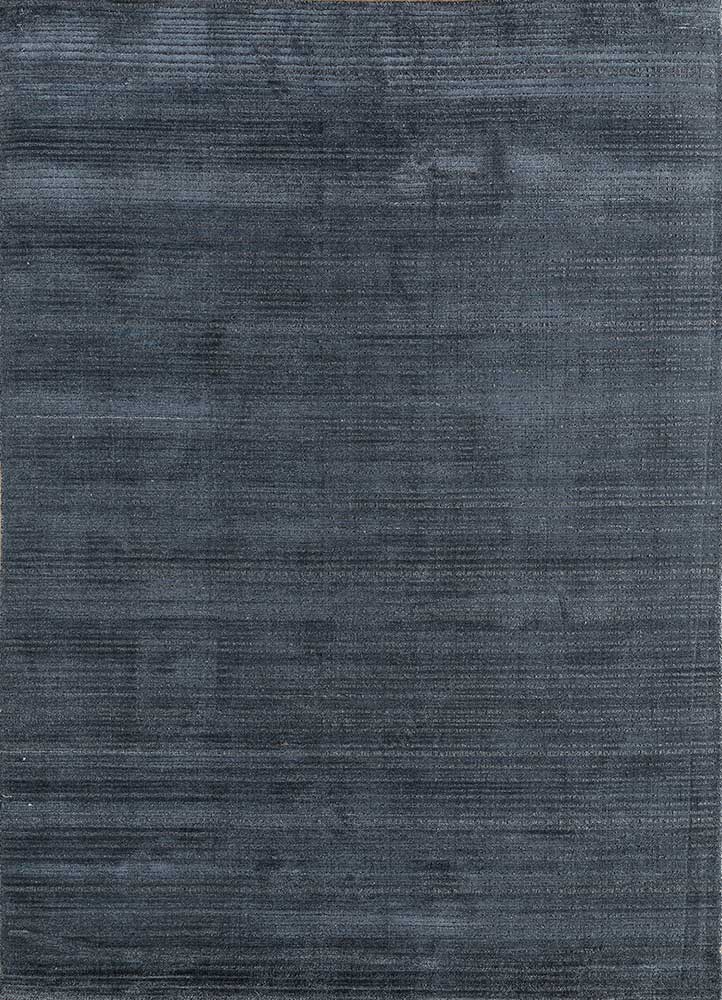  grey and black wool and bamboo silk Hand Loom Rug