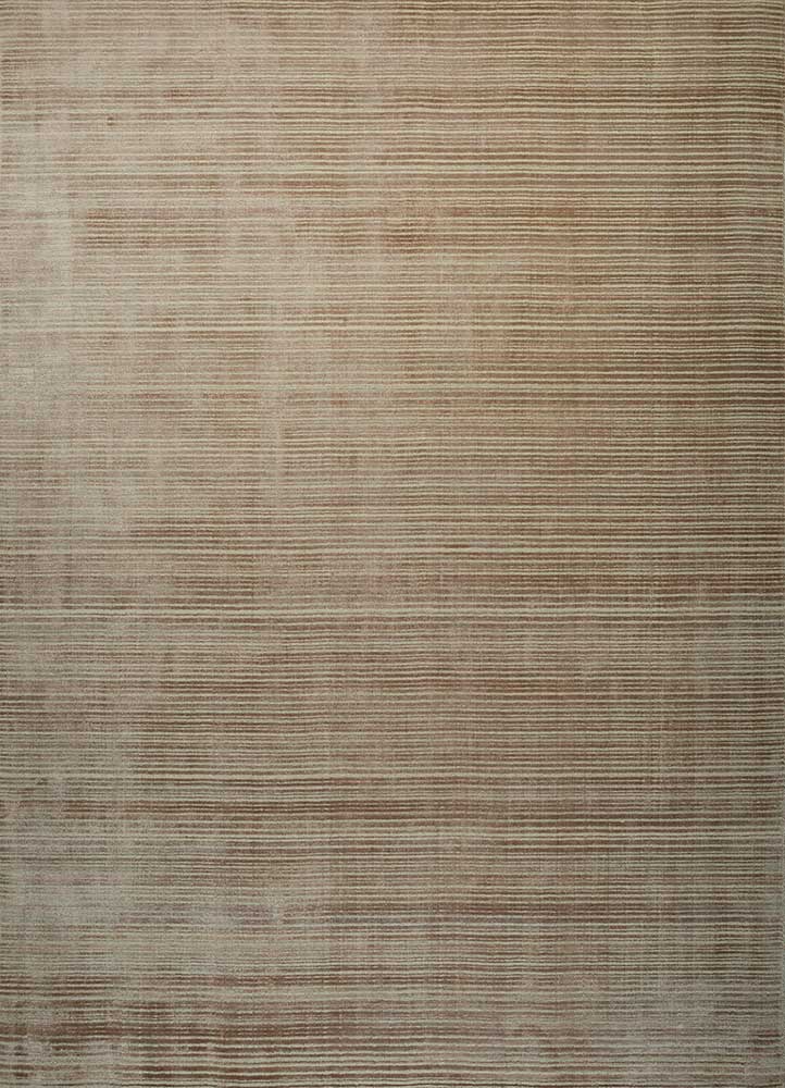  beige and brown wool and bamboo silk Hand Loom Rug