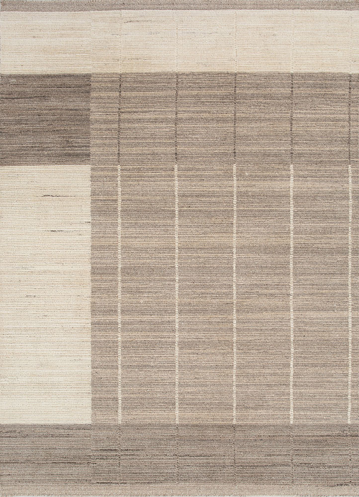  beige and brown wool Hand Loom Rug