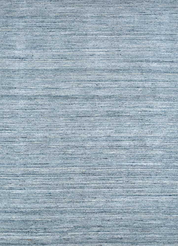  blue wool and viscose Hand Loom Rug