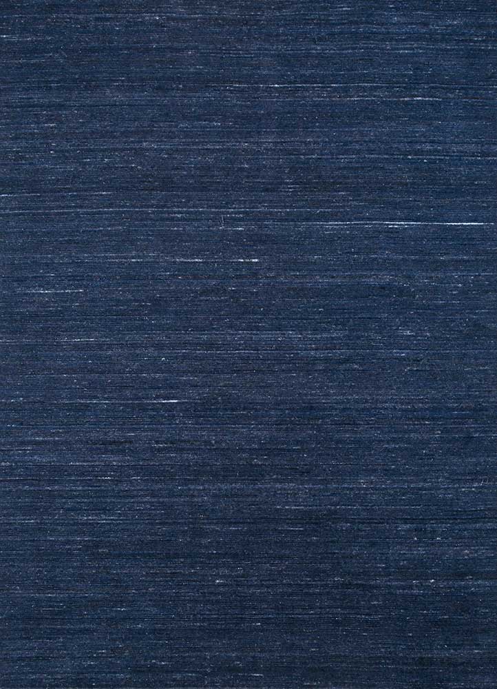  blue wool and viscose Hand Loom Rug