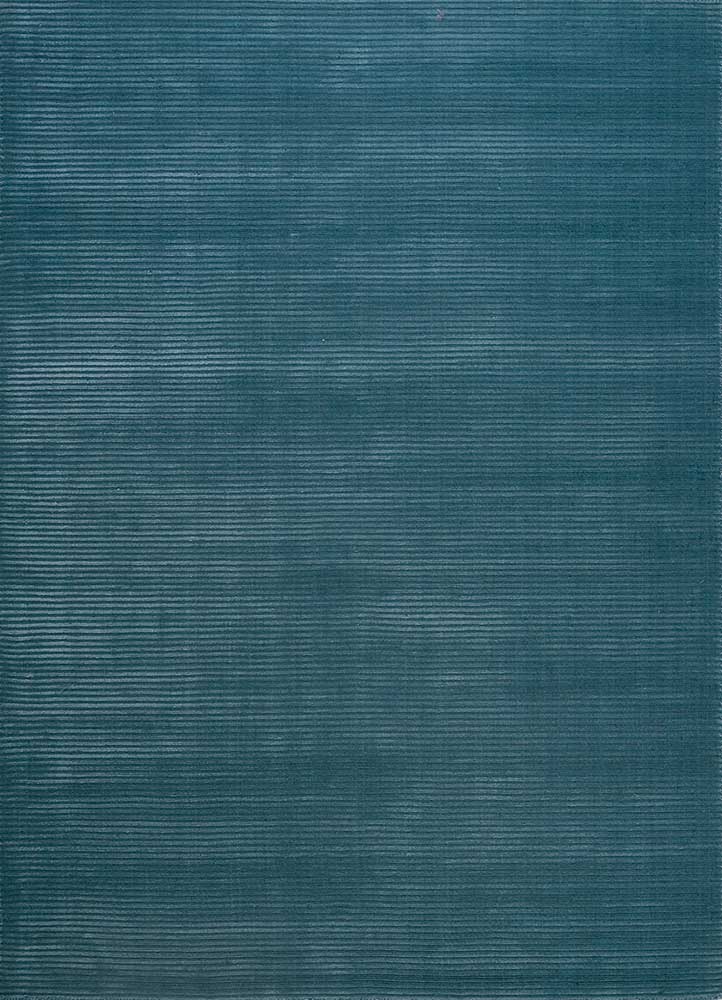 basis blue wool and viscose Hand Loom Rug - HeadShot