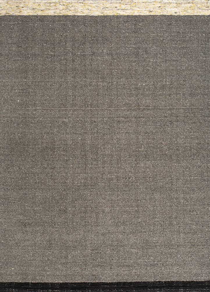 acar grey and black wool and viscose Hand Loom Rug - HeadShot