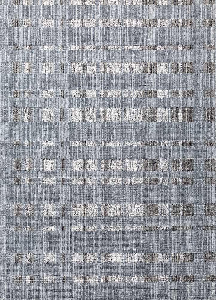 acar grey and black wool and viscose Hand Loom Rug - HeadShot