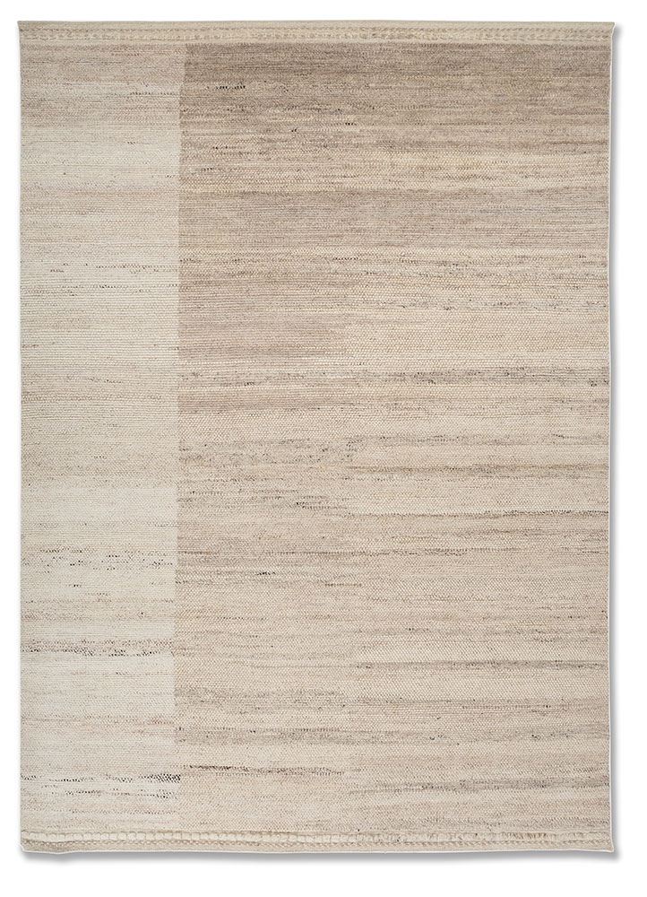 aprezo beige and brown afghan wool Hand Knotted Rug - HeadShot