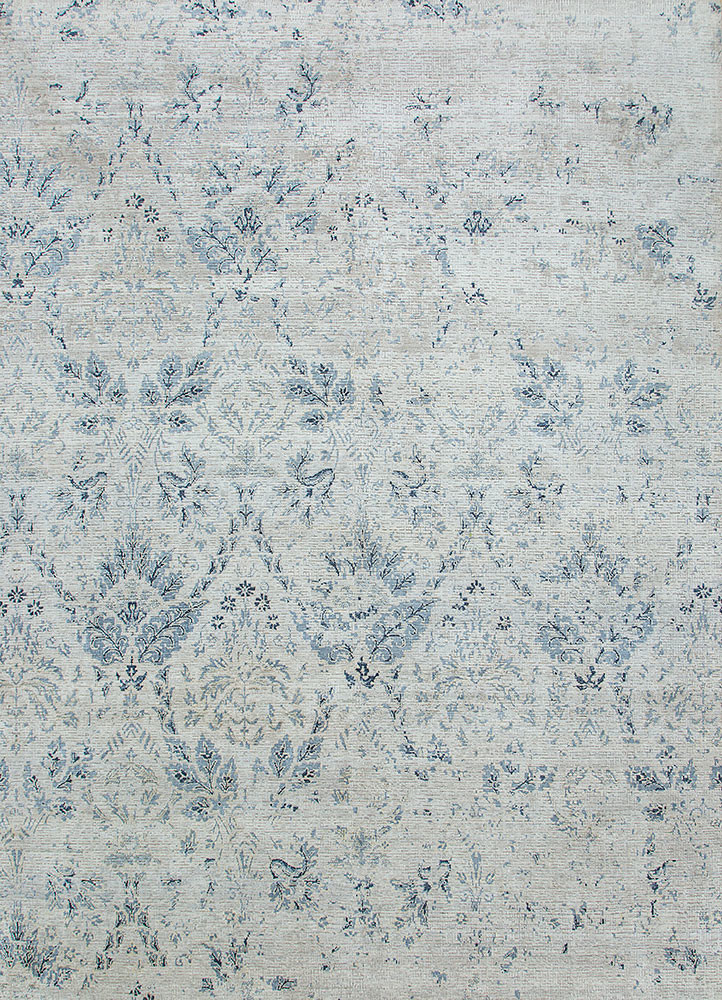 far east grey and black wool and silk Hand Knotted Rug - HeadShot far east grey and black wool and silk Hand Knotted Rug - HeadShot
