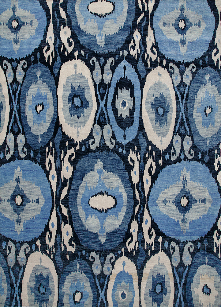 savana blue wool Hand Knotted Rug - HeadShot