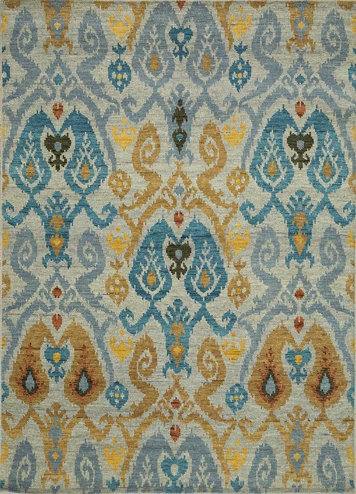 savana blue wool Hand Knotted Rug - HeadShot