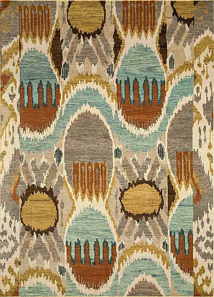 savana beige and brown wool Hand Knotted Rug - HeadShot