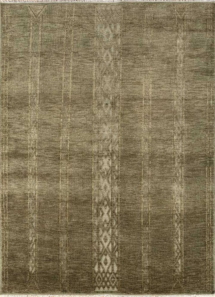 thyme green wool Hand Knotted Rug - HeadShot