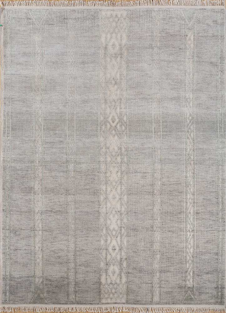 thyme grey and black wool Hand Knotted Rug - HeadShot