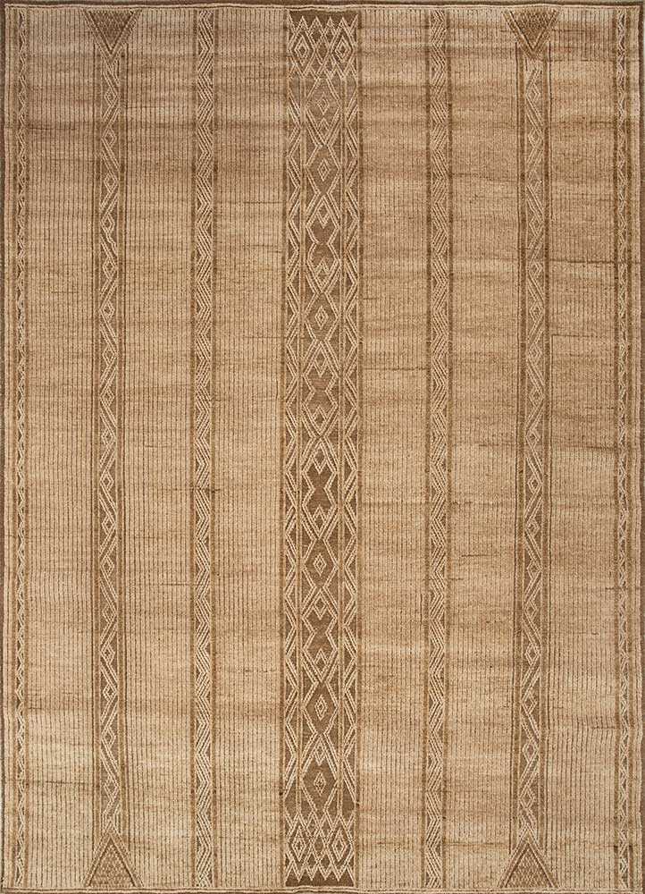  beige and brown wool Hand Knotted Rug