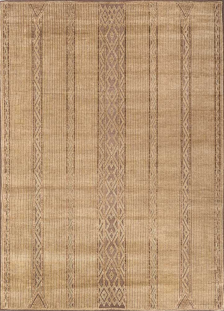  beige and brown wool Hand Knotted Rug