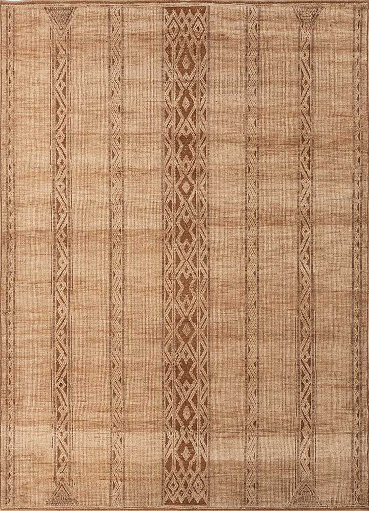  beige and brown wool Hand Knotted Rug