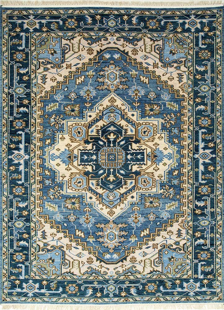  blue wool Hand Knotted Rug