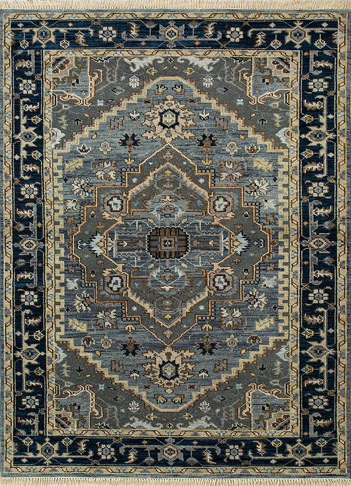  blue wool Hand Knotted Rug