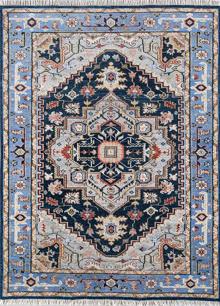  blue wool Hand Knotted Rug