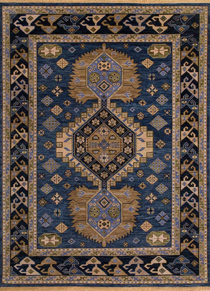  blue wool Hand Knotted Rug