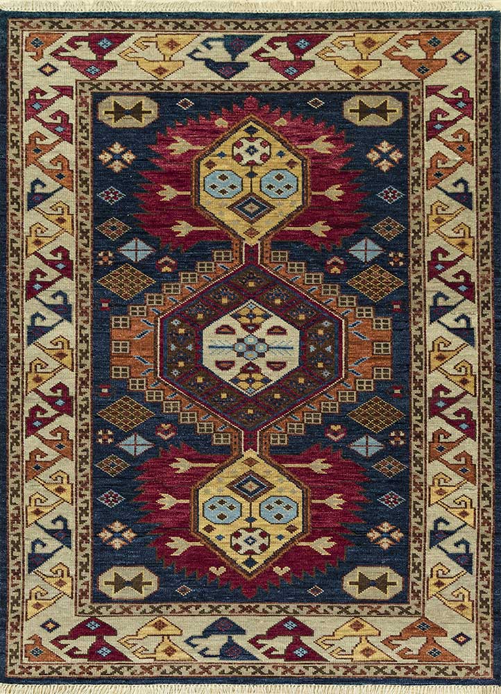  blue wool Hand Knotted Rug