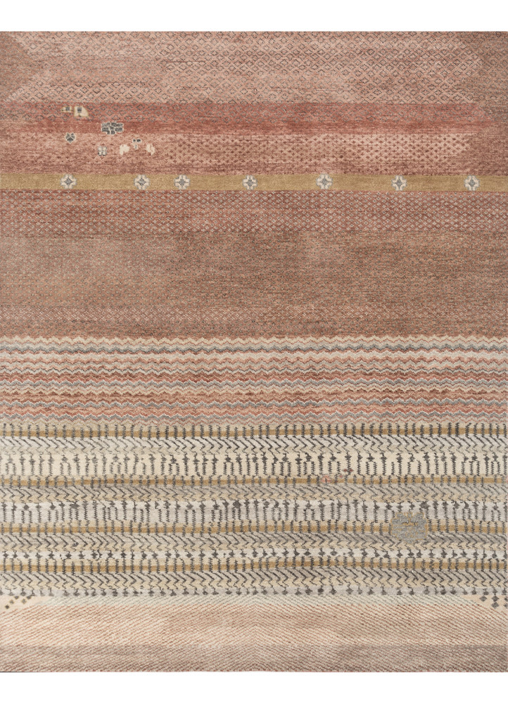  red and orange wool Hand Knotted Rug